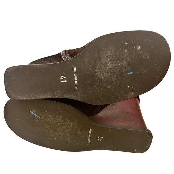 Italian Calf Hair Mid-Shin Boots with Leather Covered Wedge Heel - Picture 12 of 14